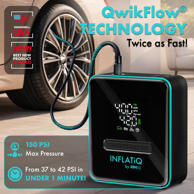 INFLATiQ® by RIMiQ® Portable Tire Inflator - Powerful, Award-Winning QwikFlow® Technology