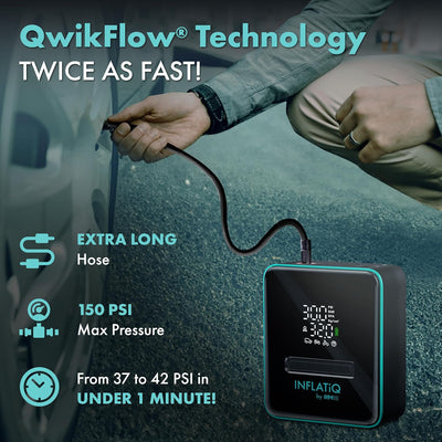 INFLATiQ® by RIMiQ® Portable Tire Inflator - Powerful, Award-Winning QwikFlow® Technology