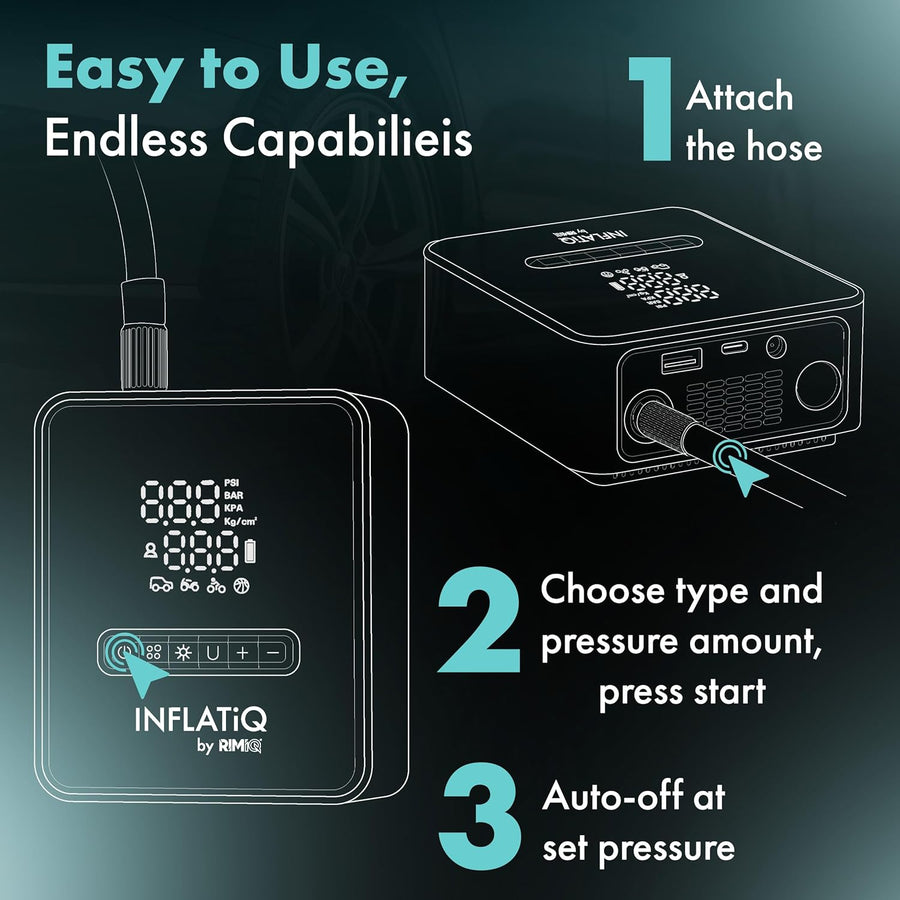 25x SEMA INFLATiQ® by RIMiQ® Portable Tire Inflator - Powerful, Award-Winning QwikFlow® Technology (Copy)